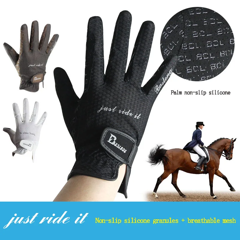 Luvas equestres primavera verão luvas de equitação cavaleiro equipado palm silicone antiderrapante respirável