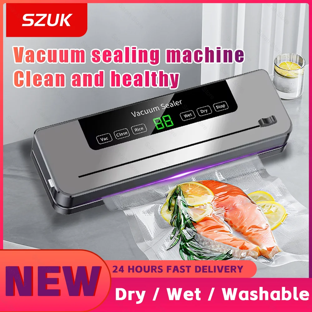 Electric Vacuum Sealer Dry Wet Food Sealed Packaging Kitchen Food Storage Seal Touch Key Built-In Cutter Knife With 10pcs Bags