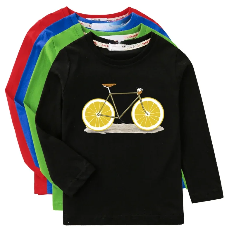 AliExpress Aimi Lakana Long Sleeve Shirts Kids Fruit Bicycle T-Shirt Boy Girls Cotton Tops Funny Bike Clothes Spring Autumn Tees 3T-14T