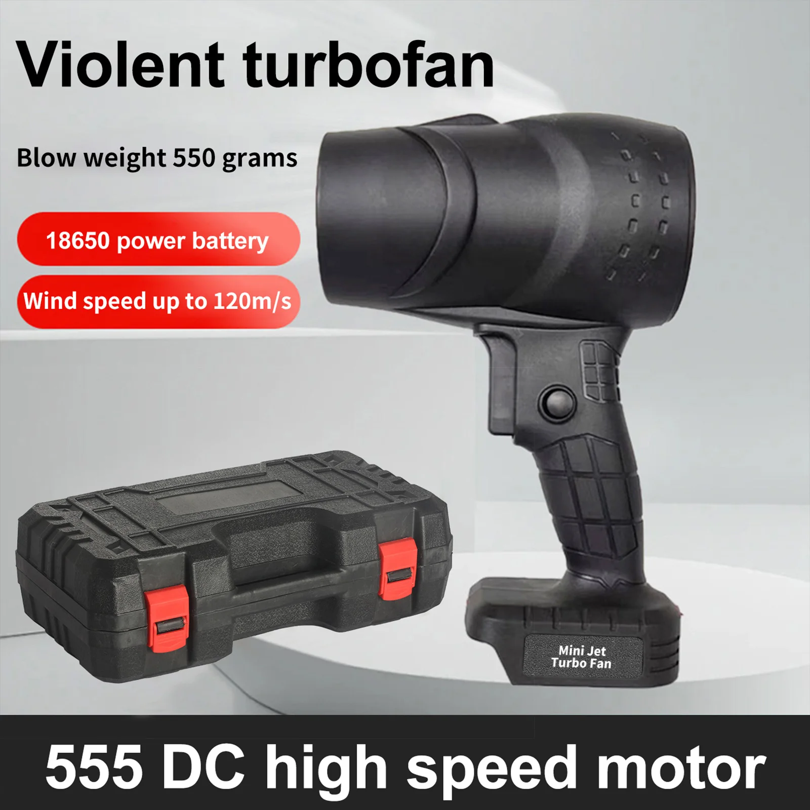 Souffleur à turbine électrique portatif sans fil, ventilateur turbo puissant 36000 tr/min pour souffler les feuilles tombées, la neige, la poussière et nettoyer la voiture
