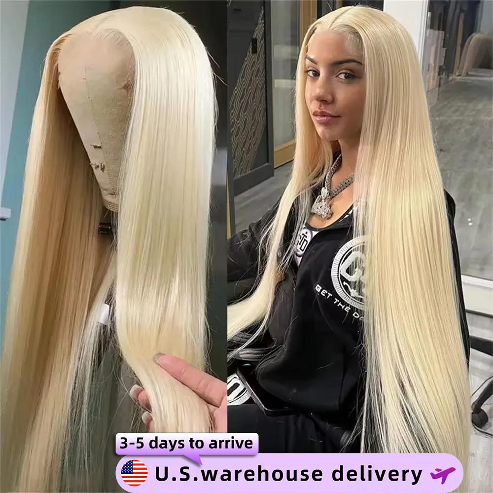 

13x6 HD Transparent 613 Blonde Lace Frontal Human Hair Wigs Honey Colored Wig Brazilian Bone Straight 13x4 Lace Front Wig 36inch