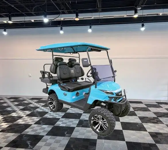 High Quality New Design High Payload Capacity 4 Passenger Blue Street Legal 4x4 Drive Electric Golf Cart for Community Shuttle