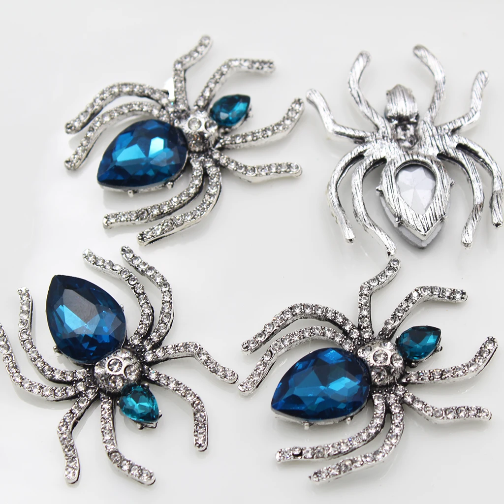 2Pcs Gothic Spider Flatback Applique, DIY Fashion Accessory for Clothing, Bags, Shoes & Jackets, Rhinestone Embellishment Button