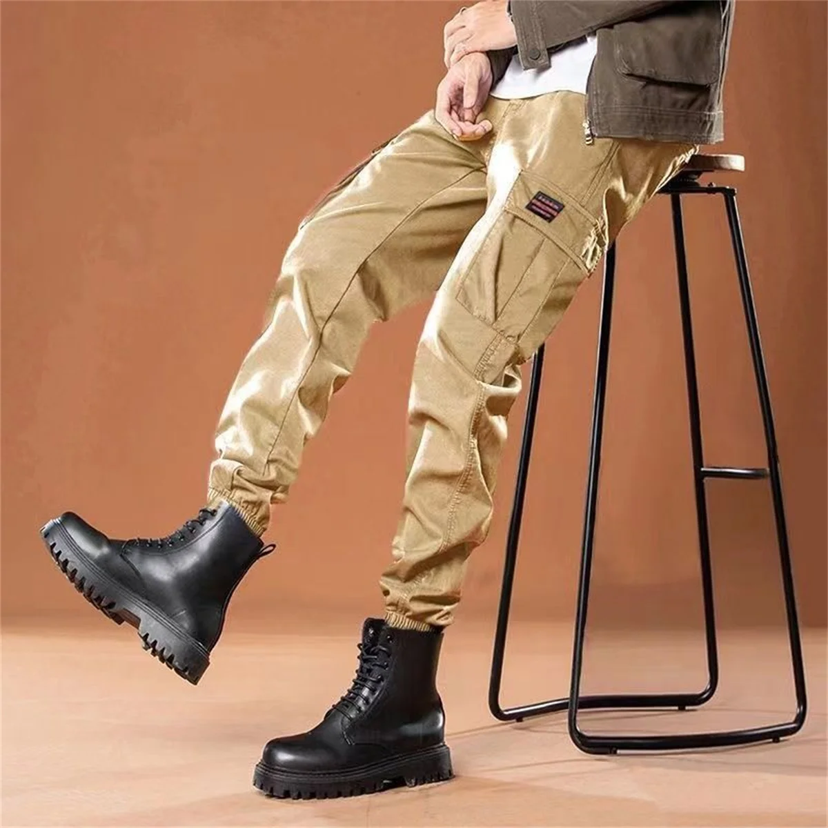 Loose Fit Multi Pocket Joggers For Spring Summer Men's Street Style Waist Drawstring Casual Pants Cargo Pants For Fitness Pants