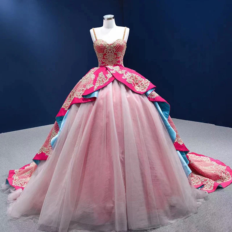 RSM67473 Appliques Arab Woman Party Dresses Evening Dresses Sweetheart Ruched Crystal Tiered Sequined Dresses For Women Party