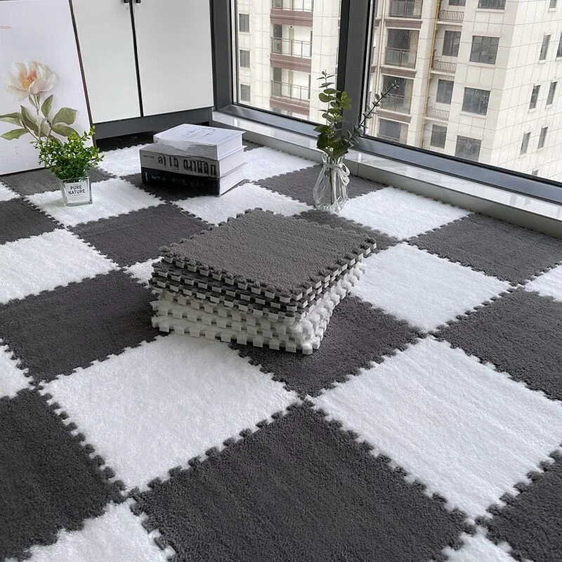 30x30cm pluche puzzel schuim vloermat creatieve mode tapijt vierkant in elkaar grijpende tapijt pluizige karpetten - afbeelding 2