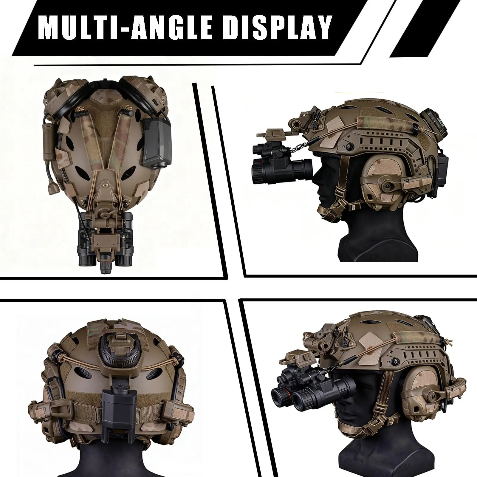 نموذج مجموعة خوذة تكتيكية سريعة مع سماعة رأس مدمجة NVG Mount Helmet Light لمعدات Airsoft Cosplay العسكرية التكتيكية