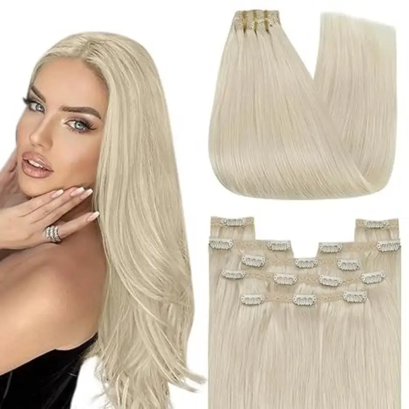 Youngsee Clip In Hair Extensions 14-24Inch Pure Kleur Clip In Menselijk Haar Extensions Echt Menselijk Haar