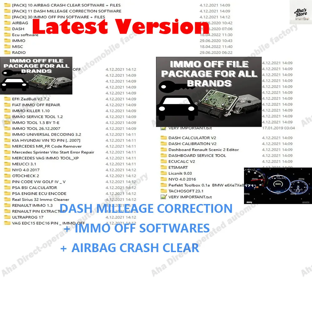

Newest TOTAL 32 GB IMMO OFF FILE PACKAGE Immo Airbag DASH MILLEAGE CORRECTION+ AIRBAG CRASH CLEAR+ IMMO OFF+DASH+ IMMO SOFTWARES