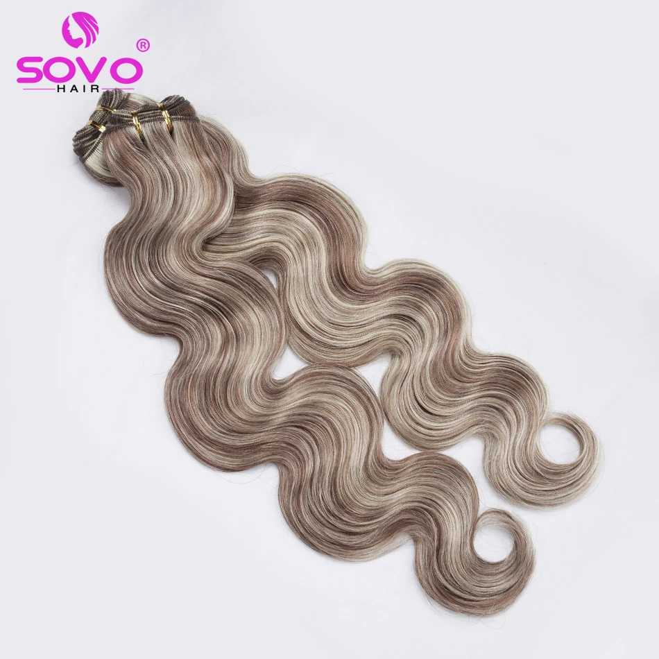 Ombre ผมรวมกลุ่ม P6/613 Body Wave ที่ยืดผม Remy บราซิลผมรวมกลุ่ม Double Weft ไฮไลท์สีทองสำหรับ Salon