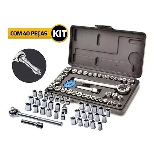 40 Pieces Kit Reversible Ratchet Wrench Socket Game 1/4