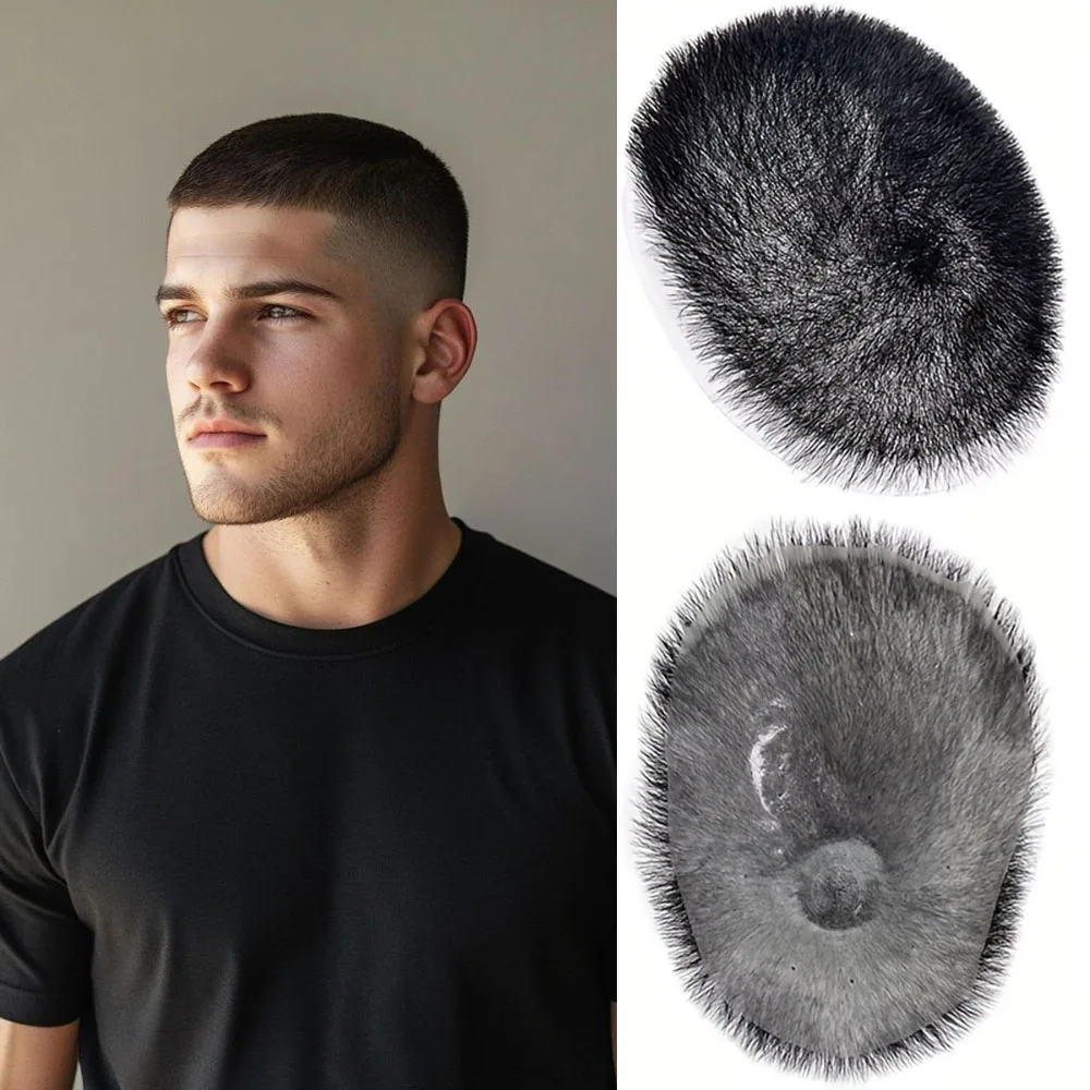 

6*8 дюймов, мужские короткие волосы с стрижкой, тонкие светлые 1B цвета, мужской парик из искусственной кожи, прозрачный топпер для кожи головы, человеческие волосы, короткий парик из волос 15*20 см