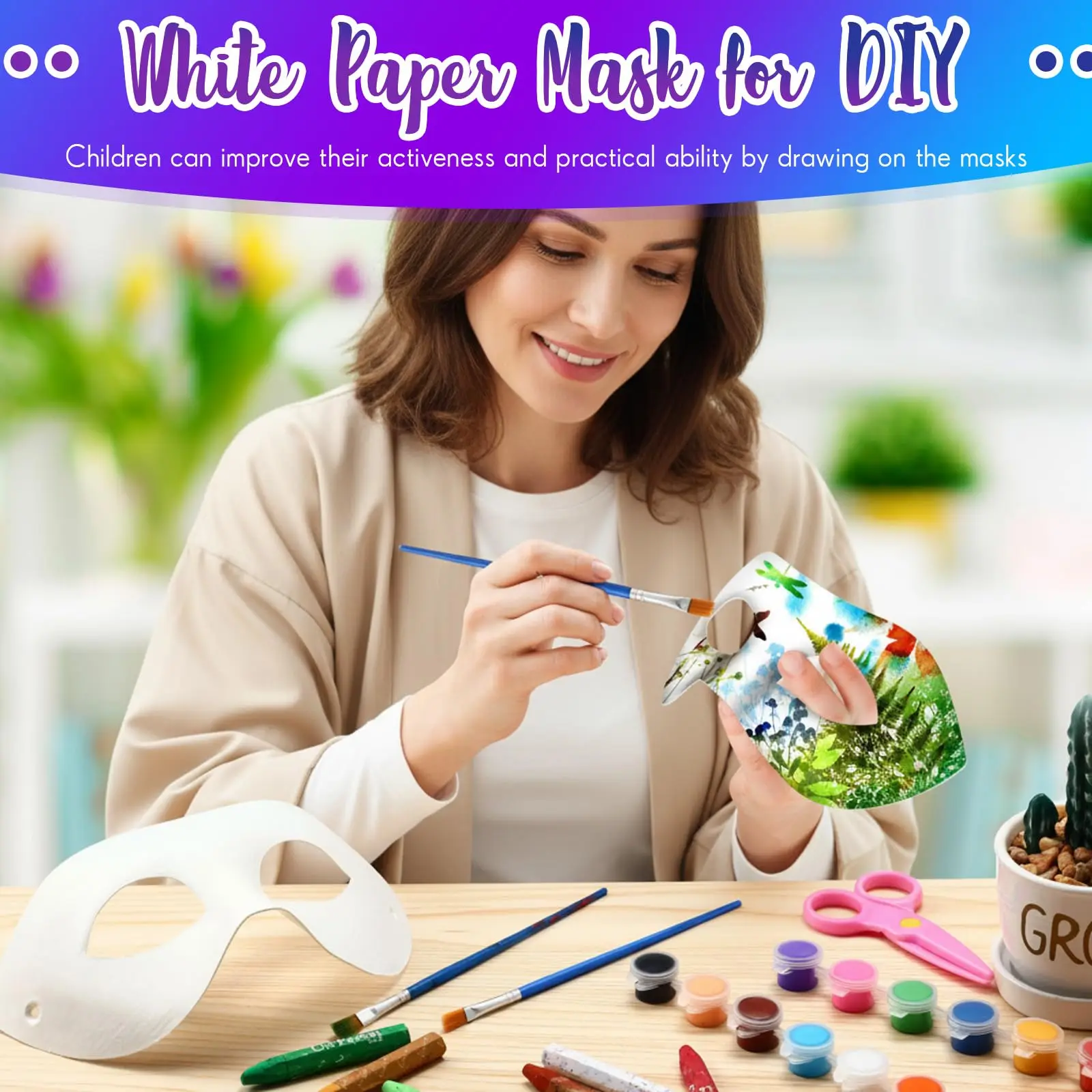 Masquerade Masks 24/20/14/12pcs Paper Material DIY Unpainted White Masquerade Masks for Carnival, Opera, Masquerade