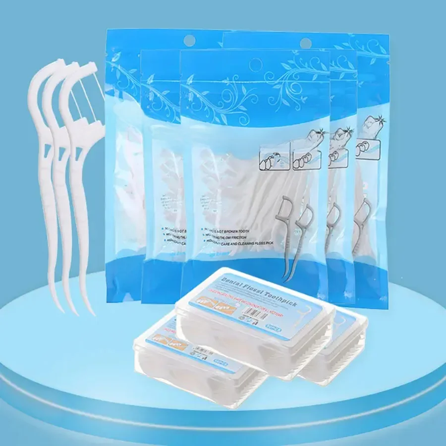Dental Floss Stick, Ultra-fine Dental Floss Stick, Interdental Cleaning, Oral Care, Flat Line, Arched Toothpick Line