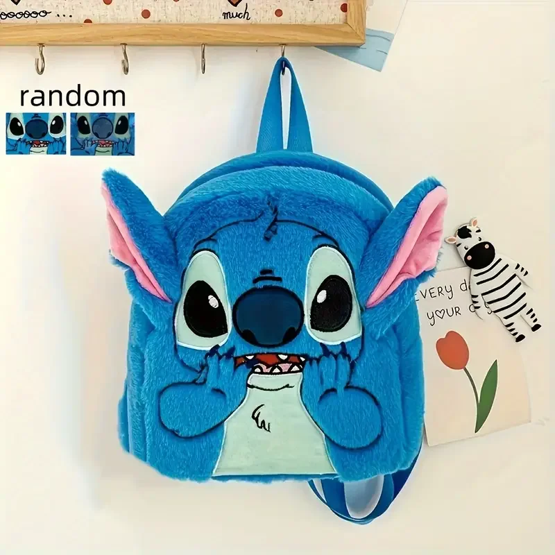 Kawaii Stitch Plush Backpack Blue Pink Funny Cartoon Large-Capacity Schoolbag Student Backpack Kindergarten Bag Kids Gifts