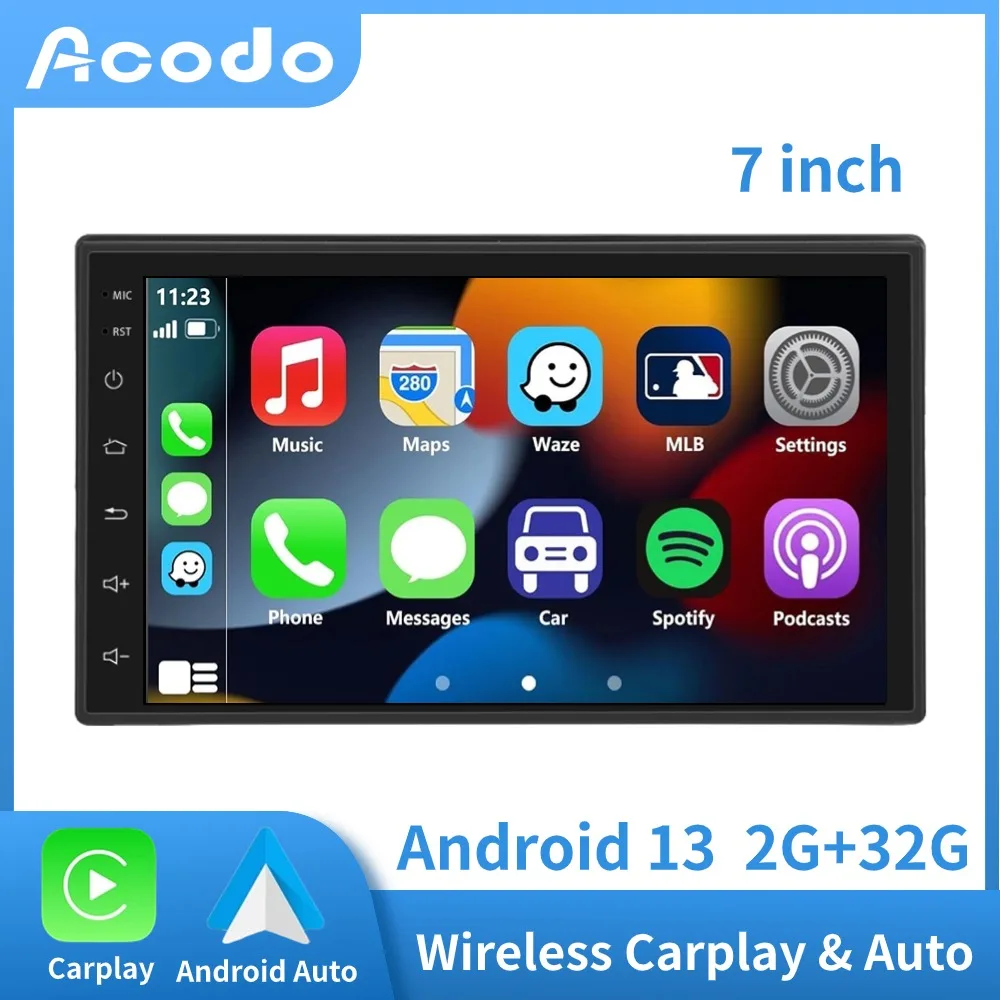 

ACODO Android Car Player 7 inch 2 Din Multimedia Wireless Carplay Auto Radio With WiFi Bluetooth FM Navigation Autoradio Stereo