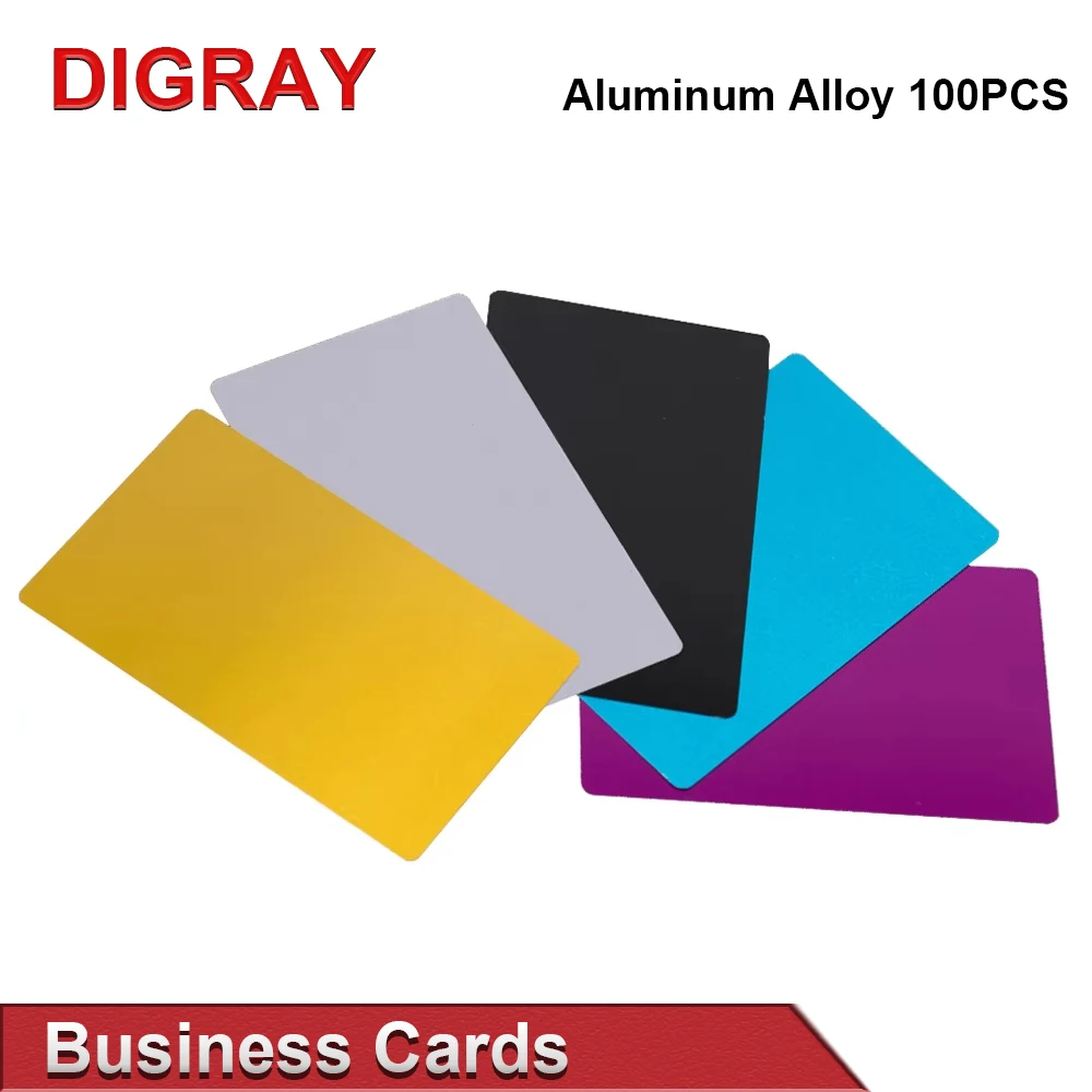 DIGRAY 100PCS/LOT Business Name Cards Multicolor Aluminium Alloy Metal Sheet Testing Material for Laser Marking Machine