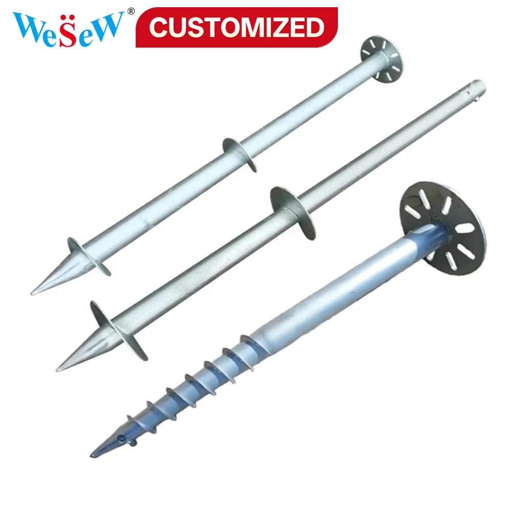 Custom hot-dip galvanized Q235B/Q355B material photovoltaic helical ground piles for corrosion and rust prevention solar power