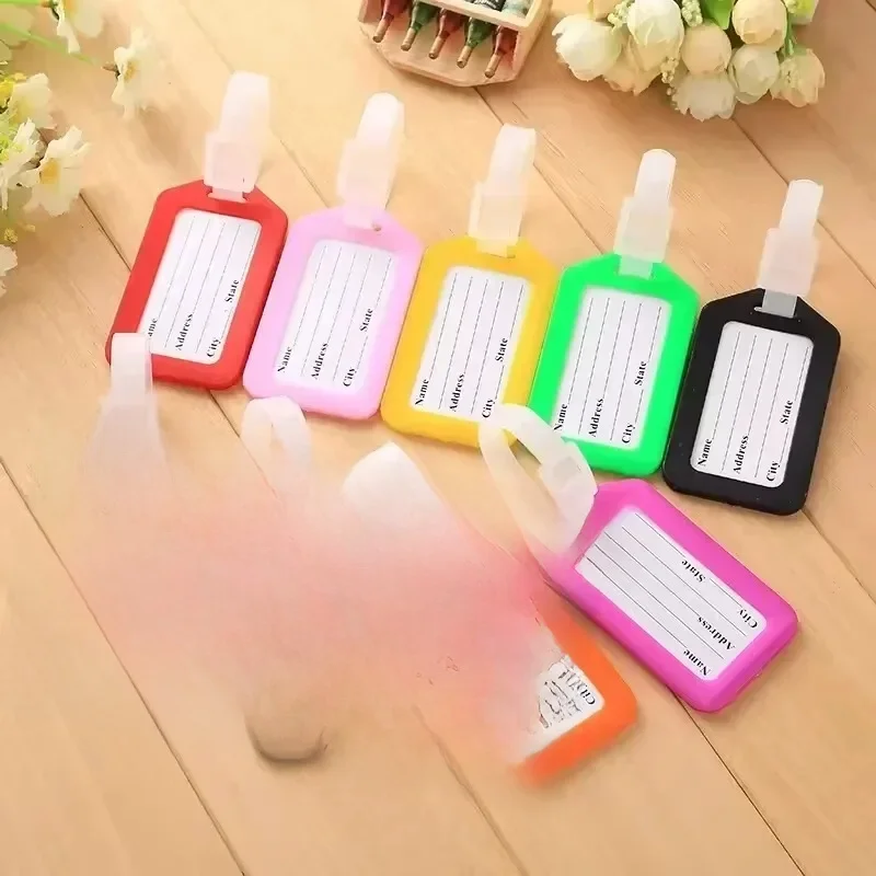 Ătiquettes de bagage en plastique pour hommes et femmes, Ă©tiquette portable, identification de valise, adresse, nom, expĂ©dition d'embarquement, accessoire de voyage, 5 piĂšces, 10 piĂšces