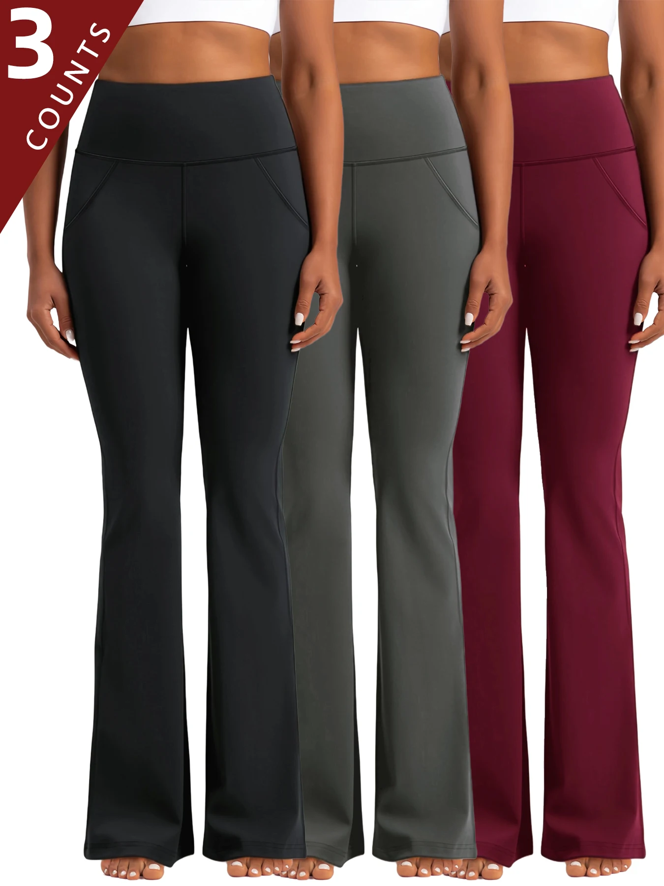 

Комплект из 3-х штук: женские леггинсы для йоги с высокой талией, боковыми карманами, эффектом подтяжки ягодиц и утяжки живота, облегающие, для бега и тренировок