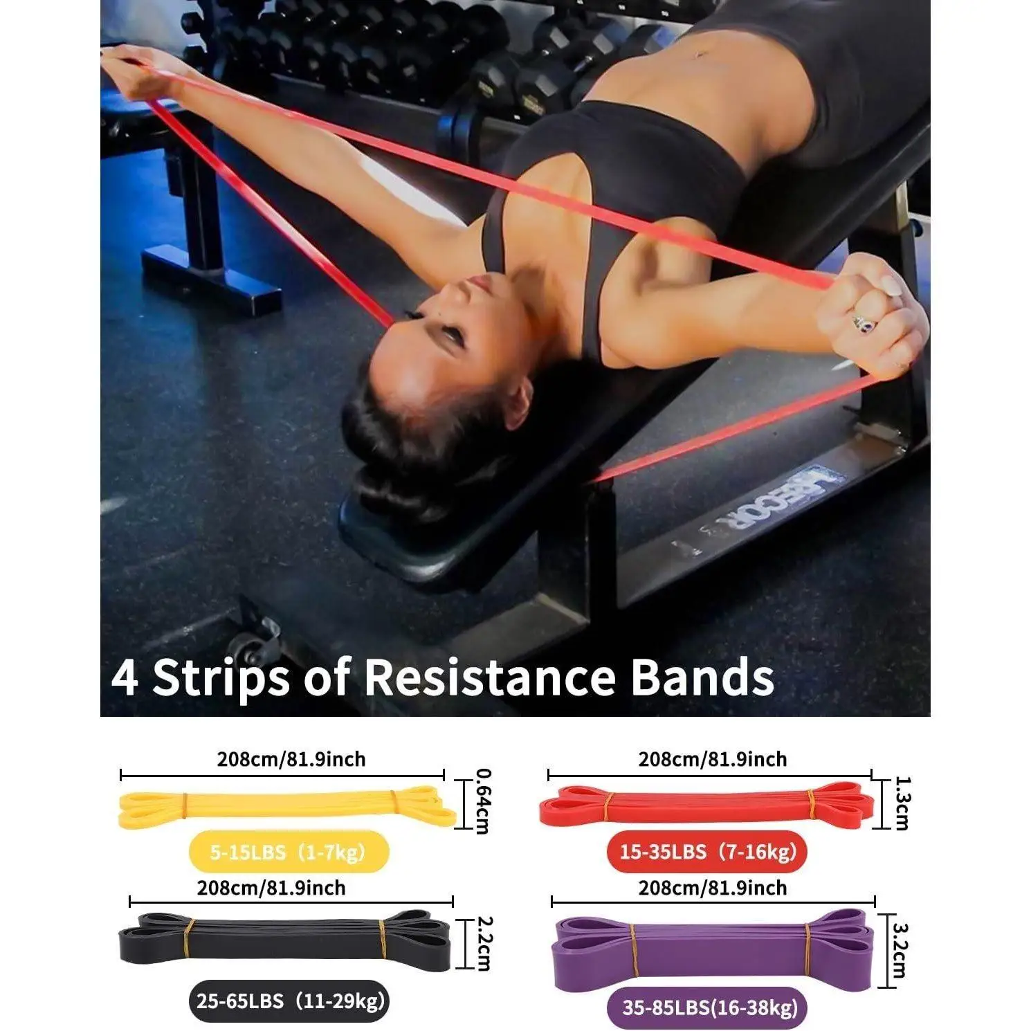 4-teiliges TPE-Widerstandsband-Set, Übungsbänder für Beine und Po-Training, Yoga-Pilates-Trainingsbänder, Dehnbare Fitness-Elastikbänder, Geschenk für Fitness-Enthusiasten und Heimtrainer – Detail 2