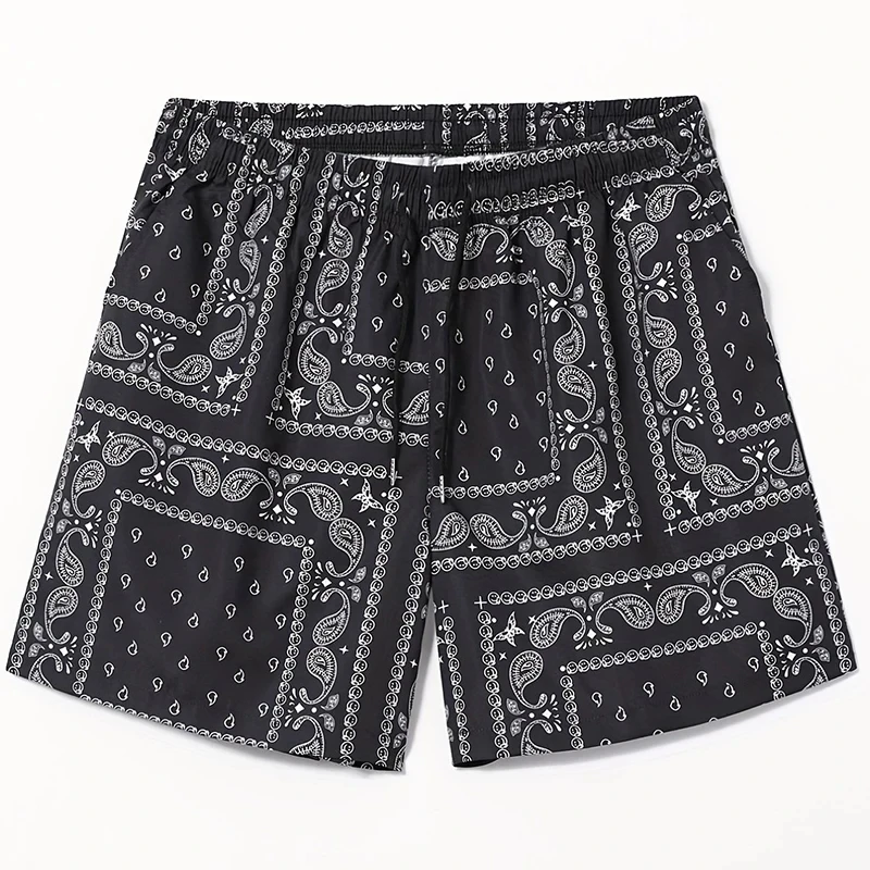 Boys and Girls Summer Beach Vacation Shorts Paisley Style Pattern 3D Print Kids Comfortable Beach Men Shorts Casual Belt Shorts