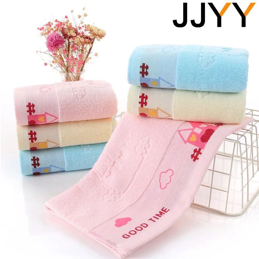 JJYY New 2 Styles of Pure Cotton Children’s Towel 25*50 Soft and Absorbent Baby Children’s Student Face Wash Towel