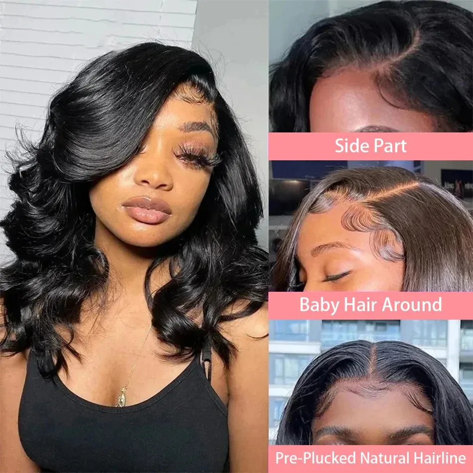 MELODIE Body Wave Bob Wig 13x6 HD Transparent Lace Frontal Human Hair Wigs 4x4 Lace Closure Wig Brazilian 200 Density For Women