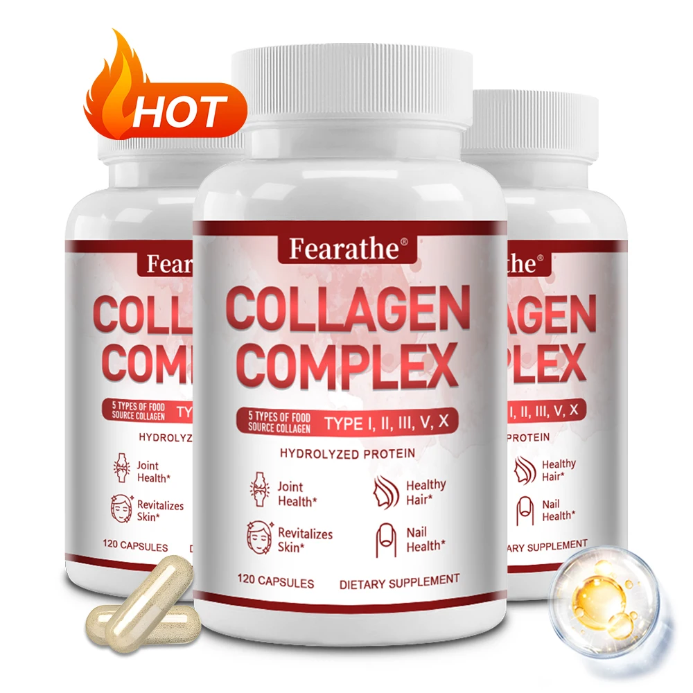 Cápsulas de Colágeno de Múltiples Tipos, Suplemento Natural de Péptidos de Colágeno, Favorece la Luminosidad de la Piel, la Salud del Cabello, las Uñas y las Articulaciones