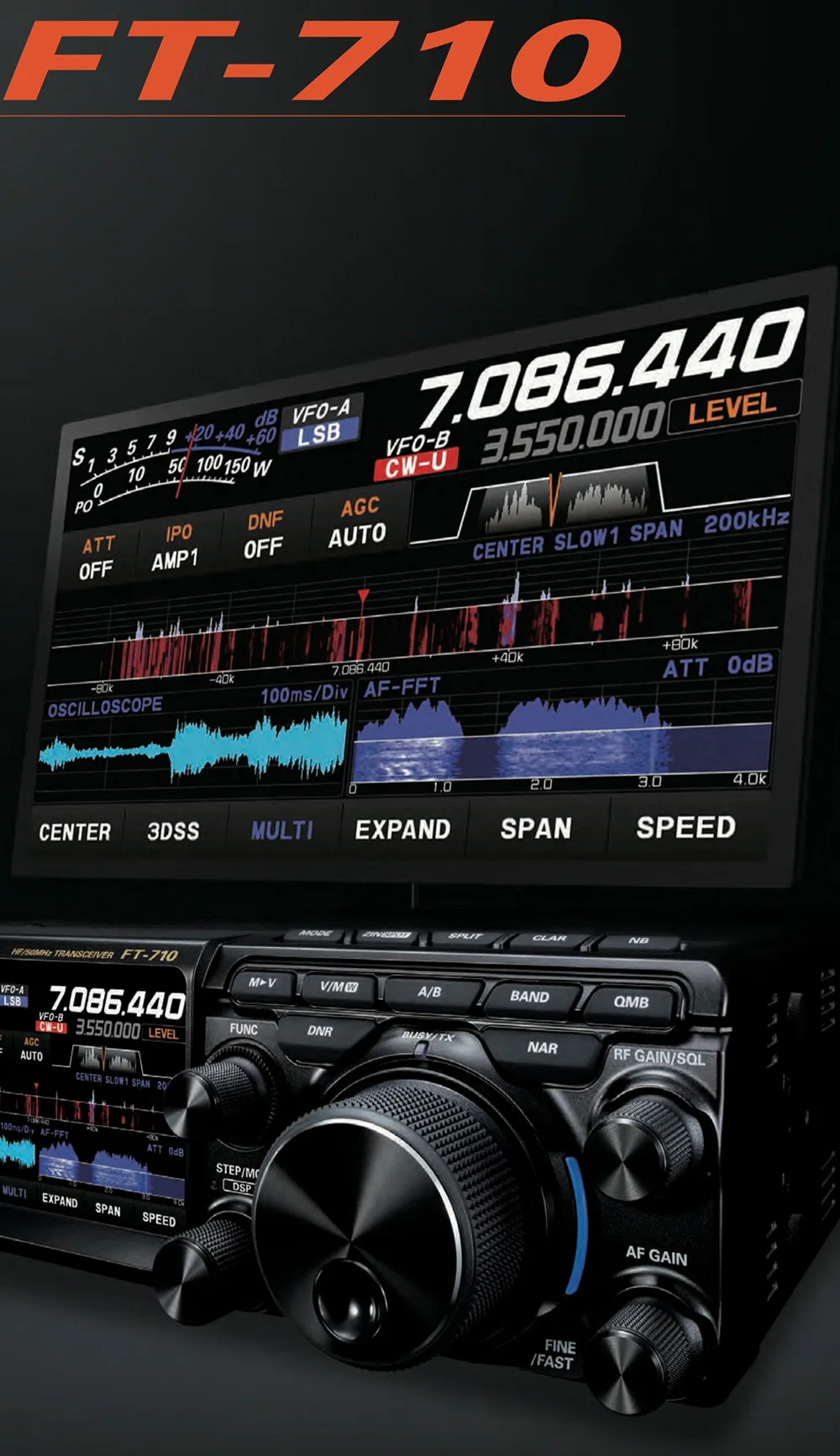 

YAESU FT-710 AESS short-wave sender HF/50MHz SDR radio 100W