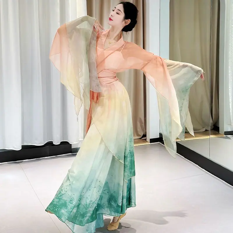 Chinese Dance Dress Women Classical Dancer Performance Costumes Professional Gradient Gauze Practice Clothes Dance Costume