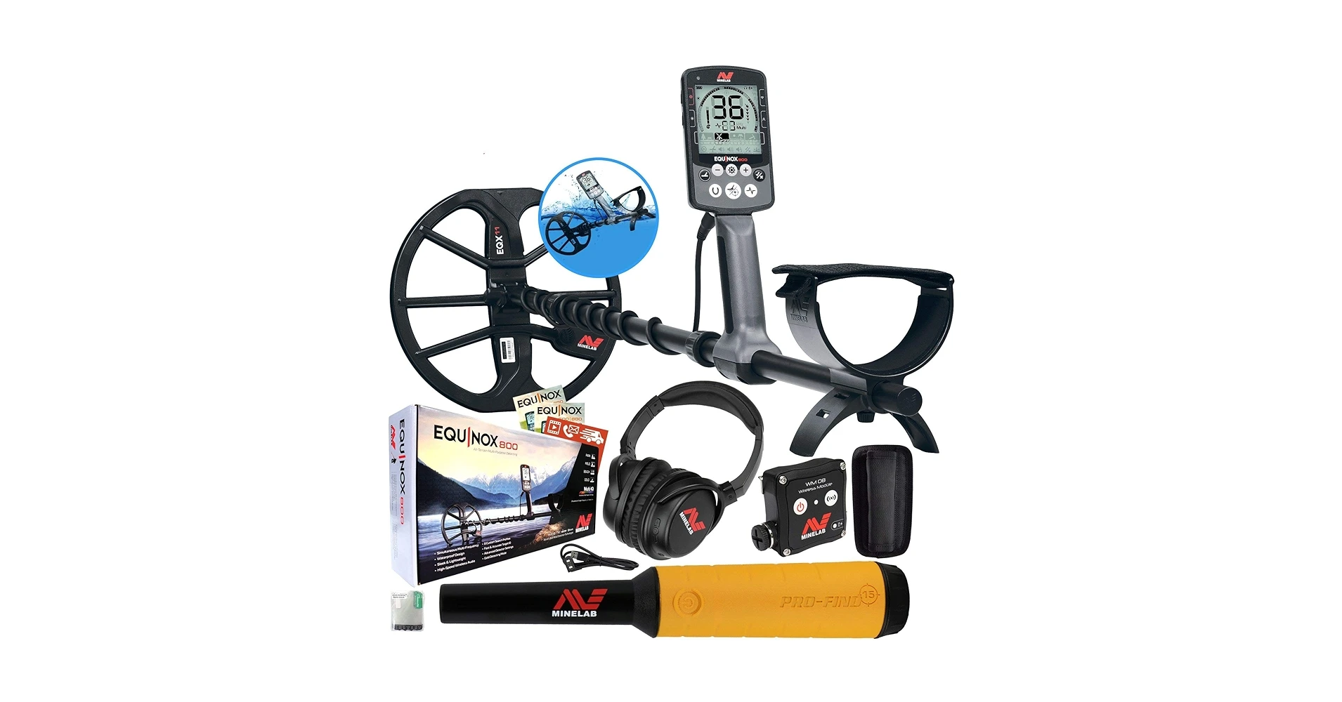 고품질 판매 중 미네랩 이퀴녹스 800 멀티-IQ 수중 금속탐지기 및 프로파인드 15 핀포인터