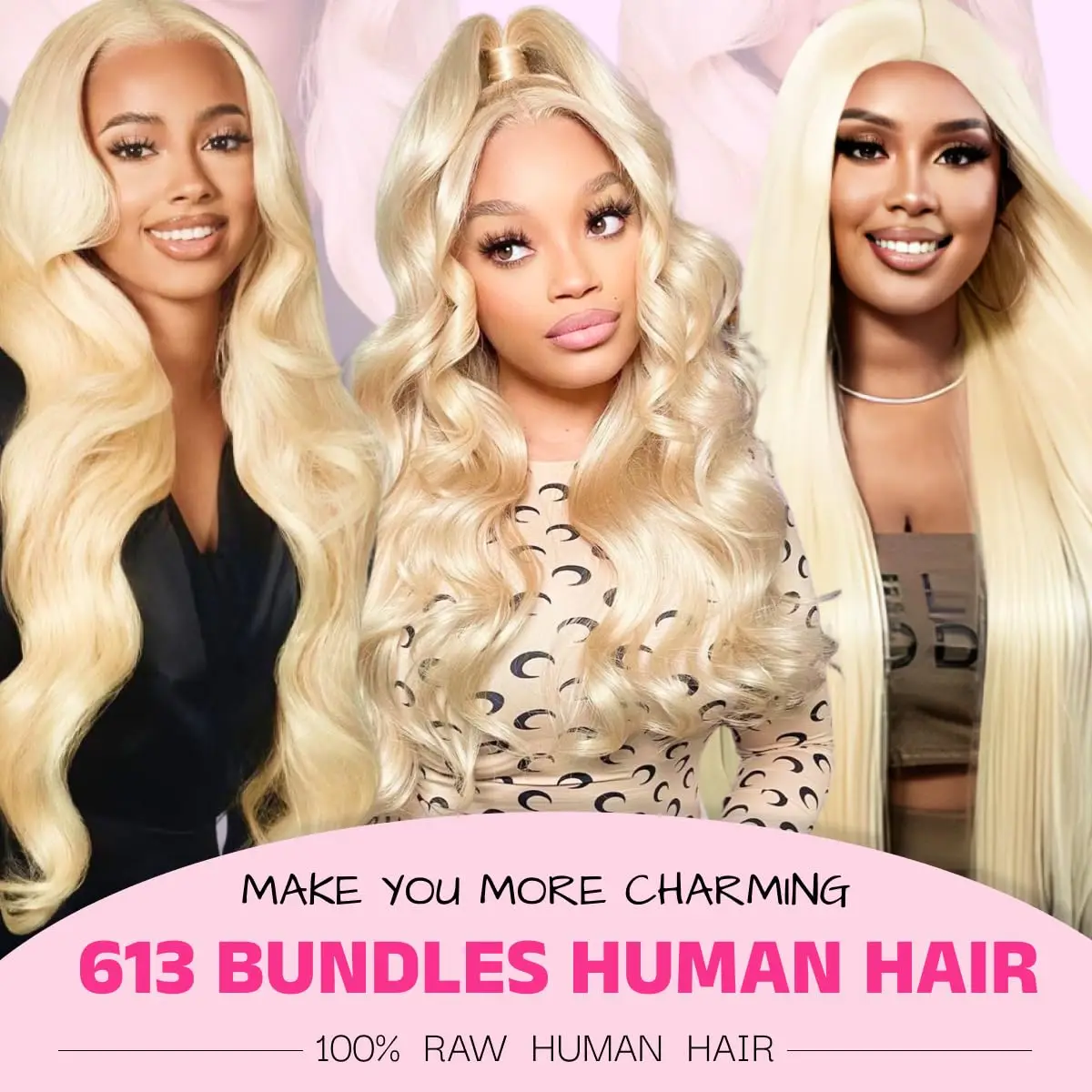 شعر بشري 100% 1 3 حزم # 613 حزم شقراء الجسم موجة الشعر البشري 100٪ البرازيلي عذراء الشعر البشري للنساء