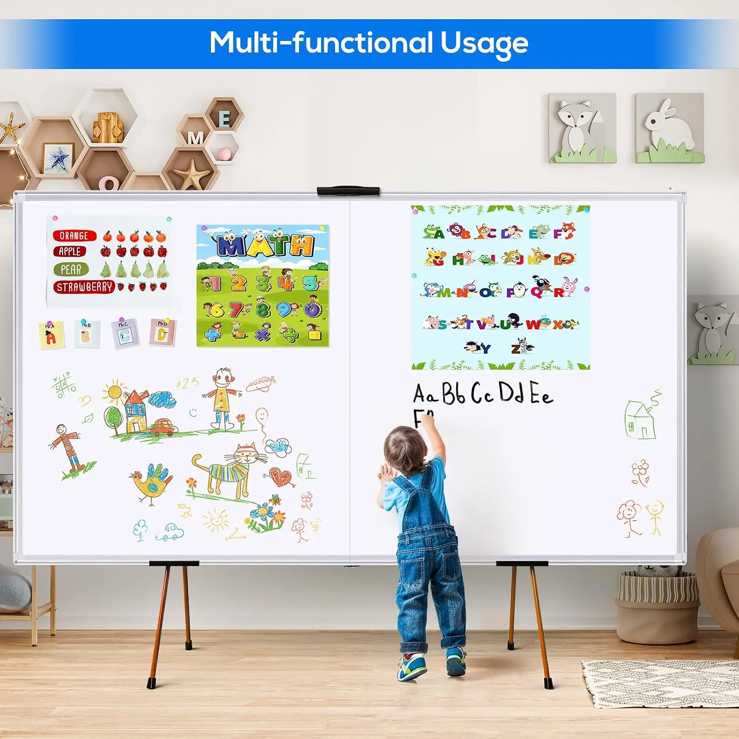 Magnetic White Board Dry Erase Board for Wall，72" x 48" (6ft x 4ft) Wall-Mounted Aluminum Frame Marker Board, Foldable Portable Whiteboard with a Long Pen Tray for School, Classroom, Office & Home view 3