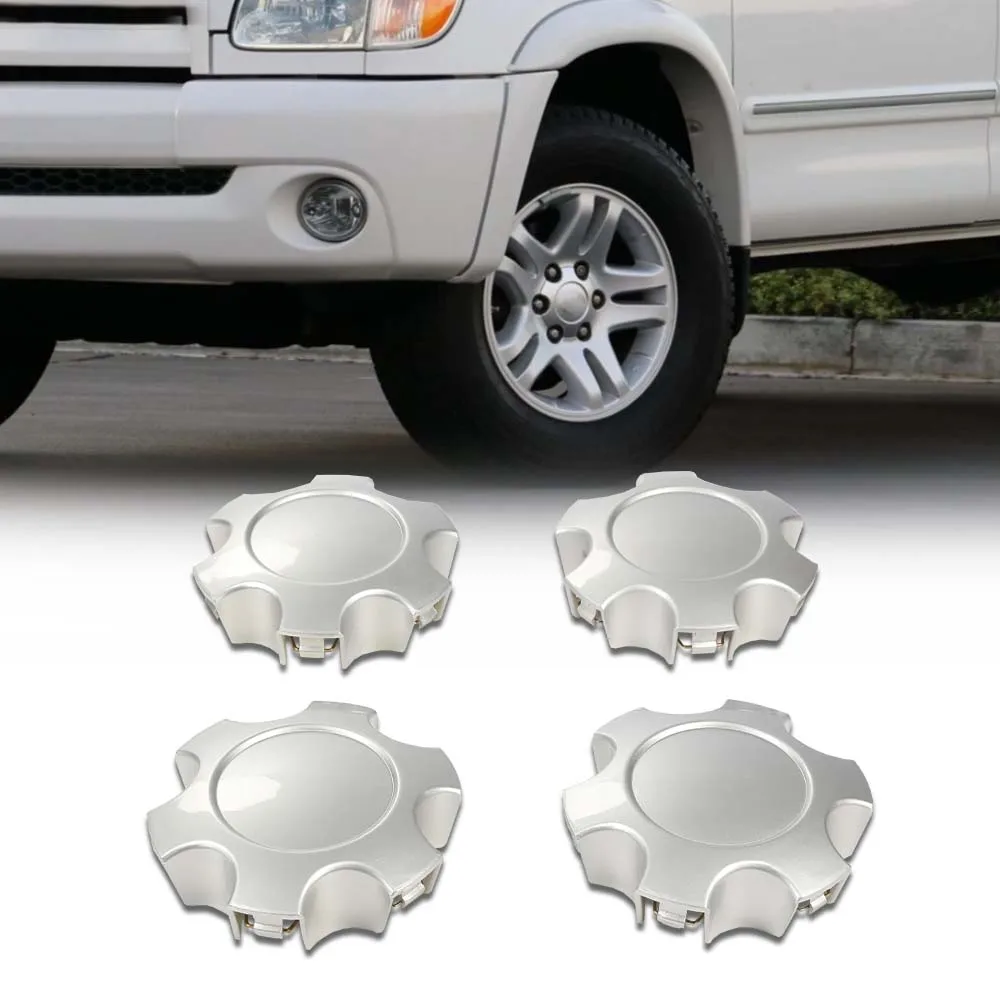 4-Piece Set of Wheel Hub Center Caps Suitable for Toyota Tundra Sequoia 2003-2007 Models, Wheel Caps 56069440, Silver, Durable and Sturdy Car Exterior Accessories