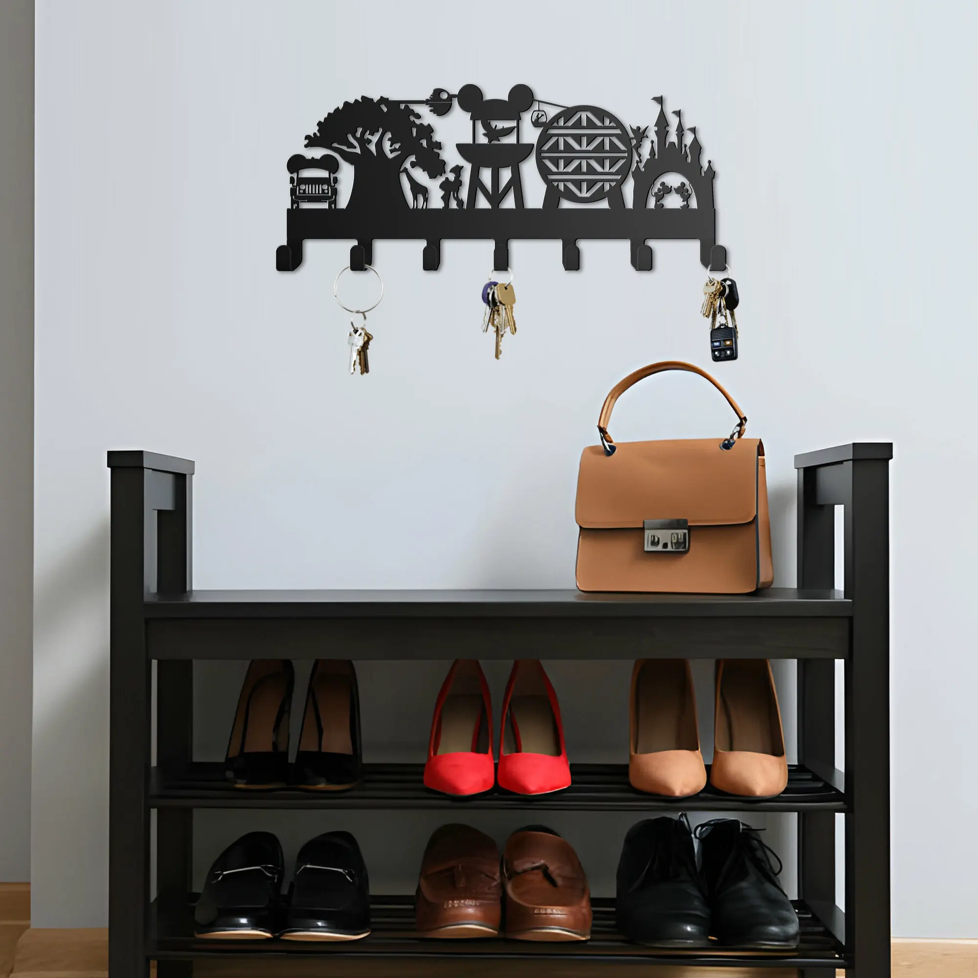 Personalized Metal Key Hanger: New Home Decor with Multiple Hooks