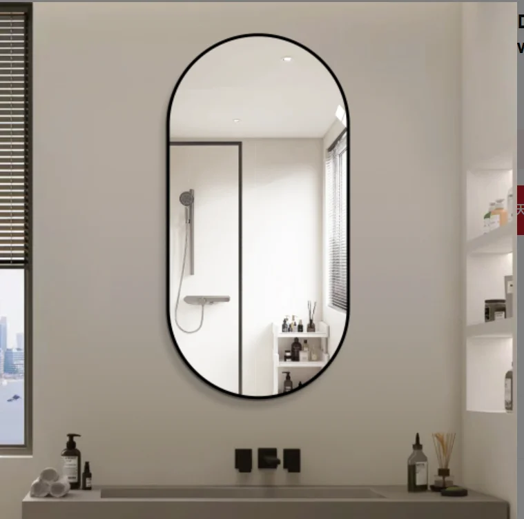Moderne boogwandspiegel 60x120cm anti-roest kopervrij matzwart aluminium frame zilveren decoratieve make-upspiegel voor badkamer entree slaapkamer - verticale/horizontale installatie