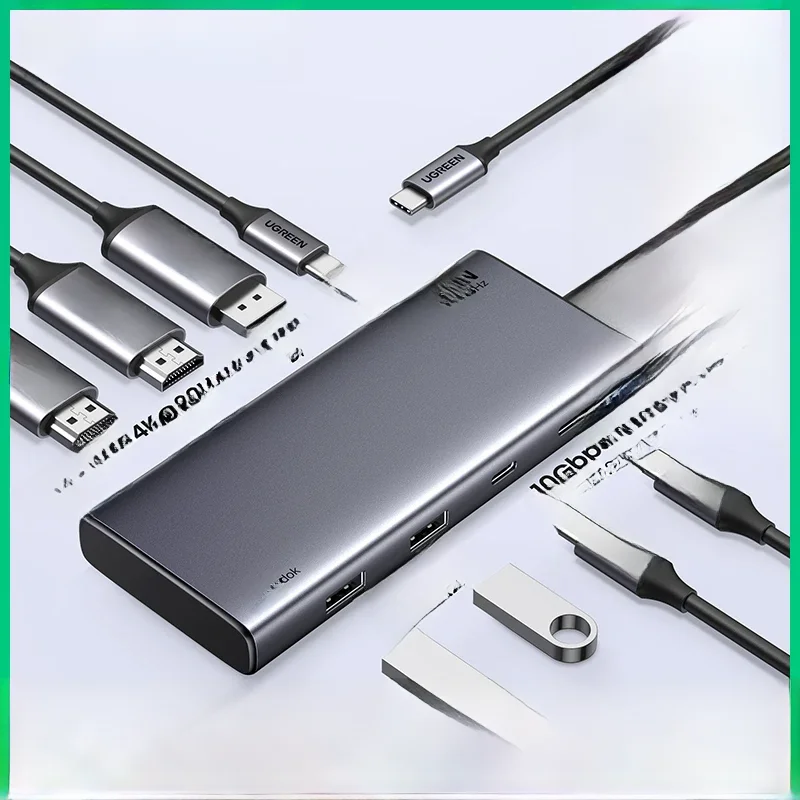 Ugreen Triple Display Usb C Hub 10Gbps 4K Hdmi Adapter 8-In-1 Splitter Met Hdmi Dp Usb3.2 Pd 100W Dock Voor Macbook Pro Air Pc - afbeelding 2
