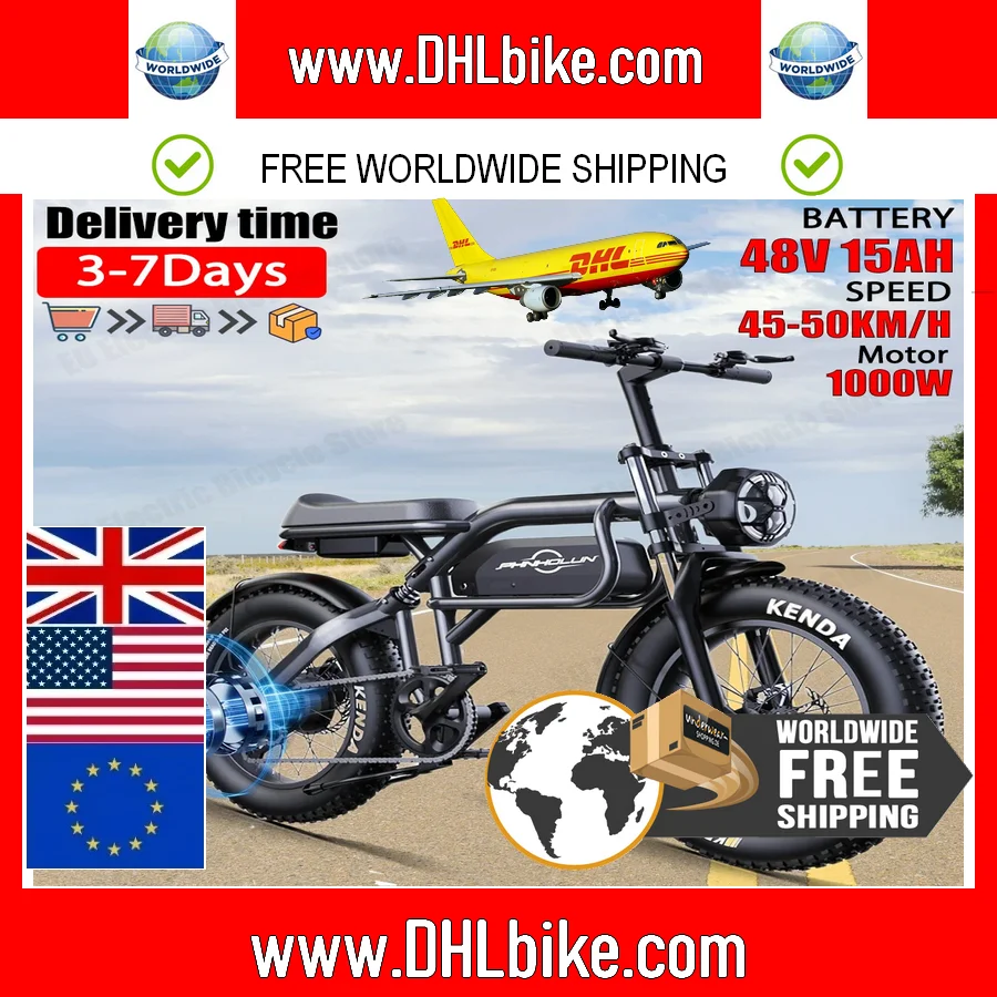 2025neues Design eu Lager versand kostenfrei phnholun c8 pro elektrisches Mountainbike 1000w Motor 20ah Kapazität Batterie 20 Zoll Reifen