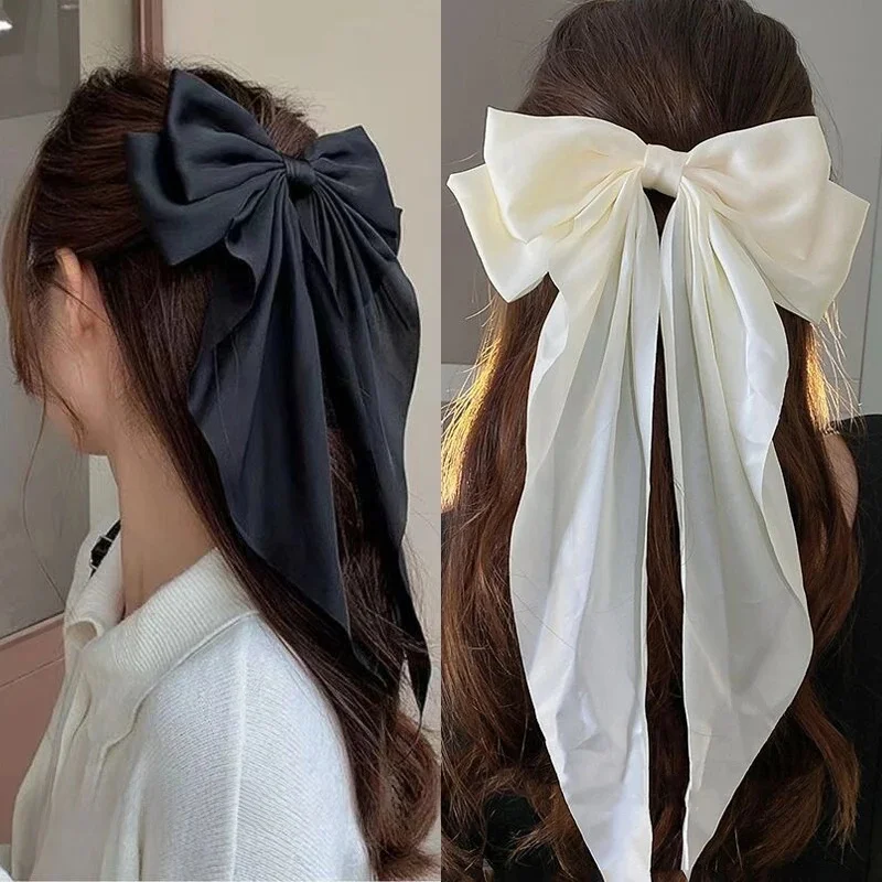 Pince à cheveux en mousseline de soie pour femmes, grand nœud papillon, épingle à cheveux, Barrettes pour filles, couleur unie, pince queue de cheval, accessoires pour cheveux, couvre-chef, cadeau