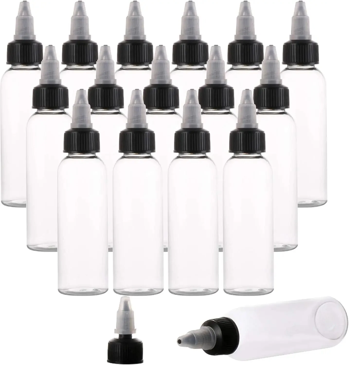 Bouteilles compte-gouttes en plastique PET, capacité de liquide pour jus, bouchon supérieur torsadé, conteneurs d'encre pigmentée de tatouage, 30ml/60ml/100ml/120ml/150ml, 5 pièces