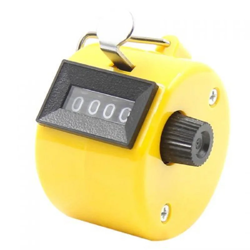 4 Digit Number Counters Metal Shell Hand Finger Display Manual Counting Tally Clicker Color Shell Timer Soccer Golf Counter