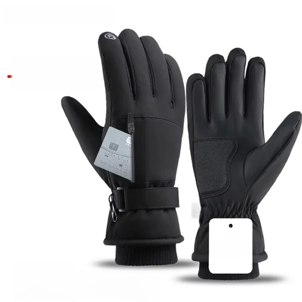 Męskie zimowe wodoodporne rękawiczki rowerowe Outdoor Sports Running Motorcycle Ski Touch Screen Fleece Gloves Antypoślizgowe ciepłe pełne palce — zdjęcie 2