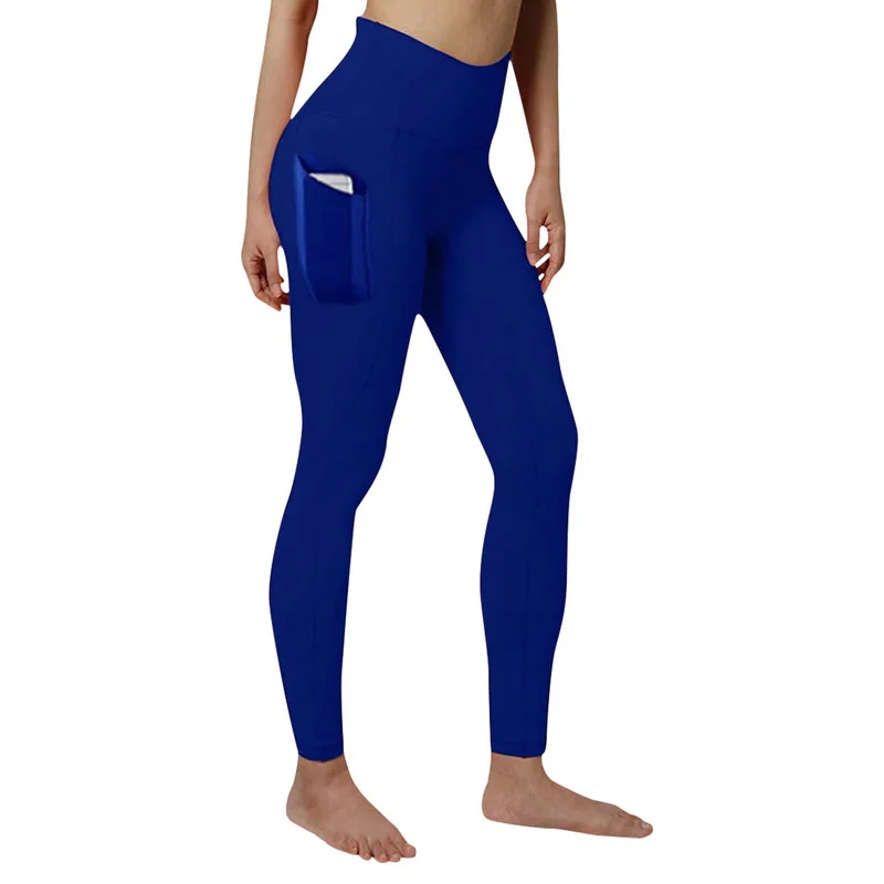 TUNIControl-Leggings d'entraînement élastiques taille haute pour femmes, collants de compression de gymnastique sans couture, butin froncé avec poche, pantalon de yoga