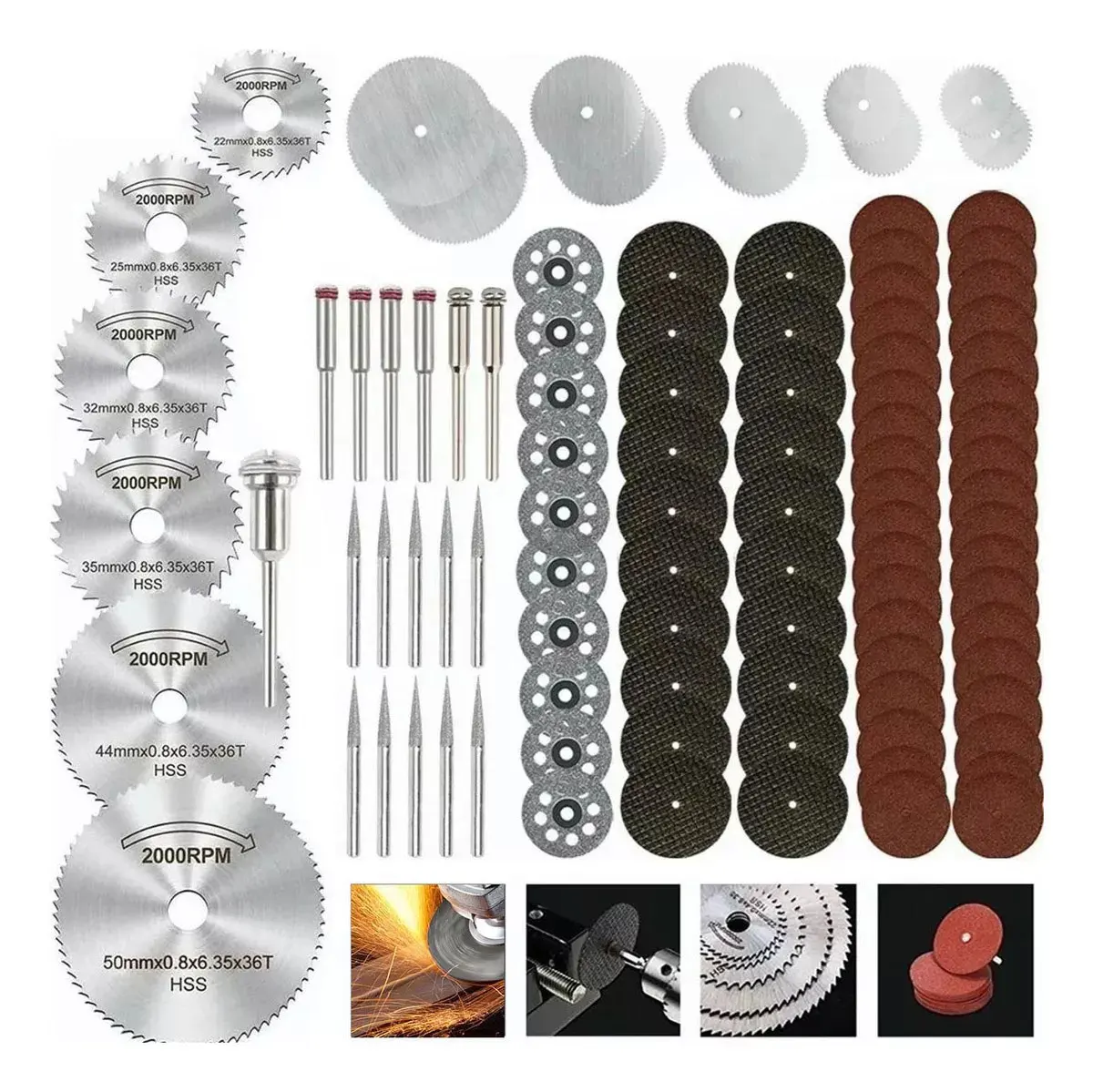 Discos de Corte Serra HSS 99 Peças c/ Broca para Metal/Madeira/Plástico/Alumínio/PVC/MDF - Micro Retífica