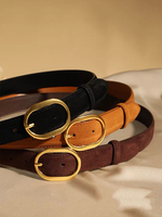 Vintage Women Skinny Belts Suede Cowhide Belt Genuine Leather Belts Ladies Dress Coat Waistband Clothes Decoration Waist Belt