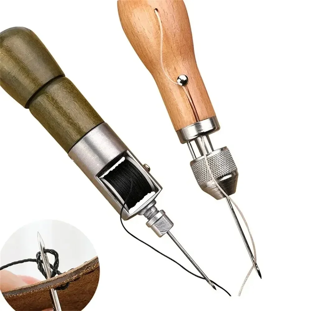DIY Leder Nähen Ahle Kit Gewachste Faden Hand Nähen Werkzeuge Leder Handwerk Rand Nähen Gürtel Streifen Schuster Leinwand Reparatur Werkzeuge