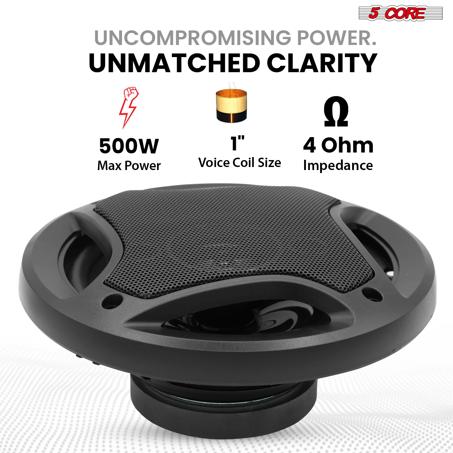 5Core 6” Car Speaker Pair 500W 4Ohm 2 Way Coaxial Speakers w Super Tweeter Universal Fit for Vehicle CS 06 2W