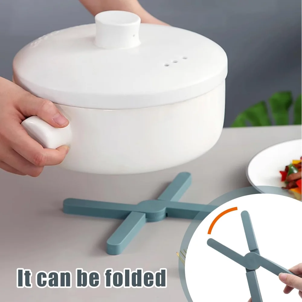 3PCS Heat-Resistant Foldable Silicone Trivets,Folding Trivet for Hot Pots and Pans,Non-Slip,Space-Saving,Easy to Clean