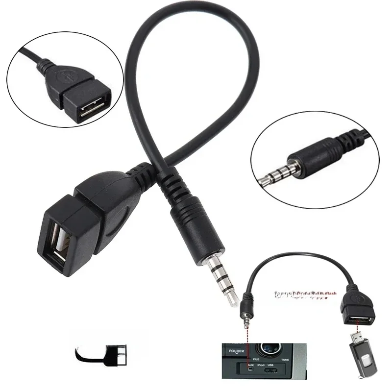 Câble Audio de voiture adaptateur OTG femelle Aux vers USB décodeur de lecture MP3 jouer clé USB musique câble adaptateur OTG 3.5MM